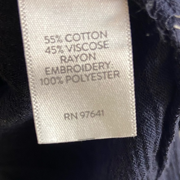 J Jill button up blouse embroidered gauze navy blue button up Large - Picture 9 of 9